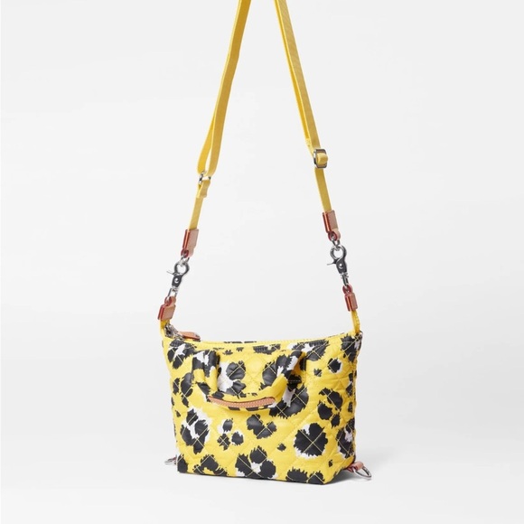 Like New MZ WALLACE Micro Sutton Quilted Yellow Leopard Small Tote Bag - Picture 3 of 16